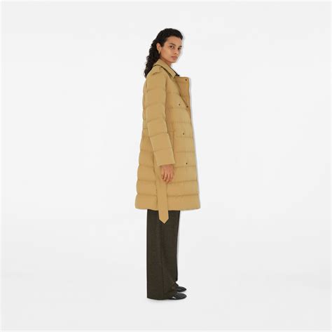 Nylon Puffer Coat in Flax 